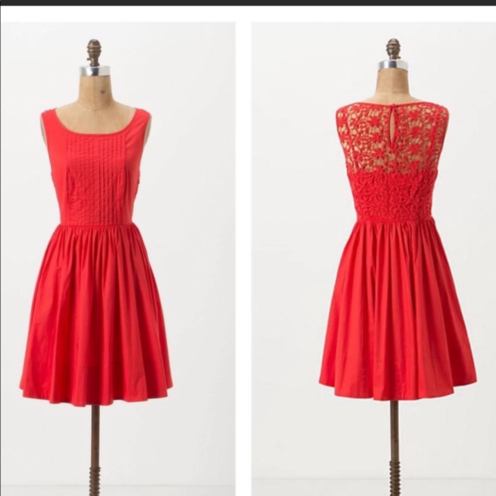 Moulinette Soeurs red orange lace back dress
